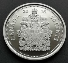 *** CANADA  50  CENTS   2016 *** PROOF  ULTRA  HEAVY  CAMEO ***  STEEL ***