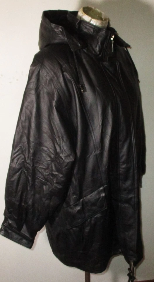 Chaqueta con Capucha Cuero Croft & Barrow Negra Todo el Año 100% Cuero Talla 1X Nueva Sin Etiquetas Foto 3 de 4