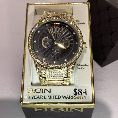 Elgin Mens Watch 295 Crystals Multi Function #FG160030G Brand New With Tags 