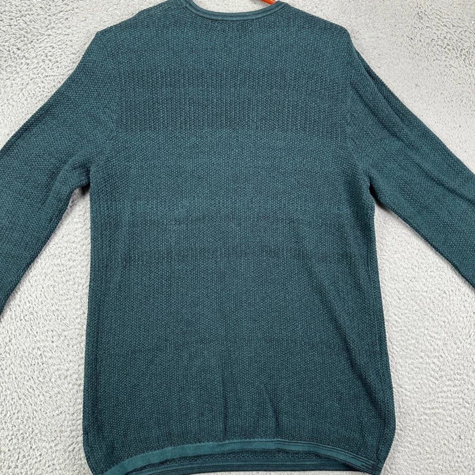 Ike Behar Waffle Knit Crewneck Sweater Men Small Teal Green Pullover Long Sleeve - Image 3 of 4