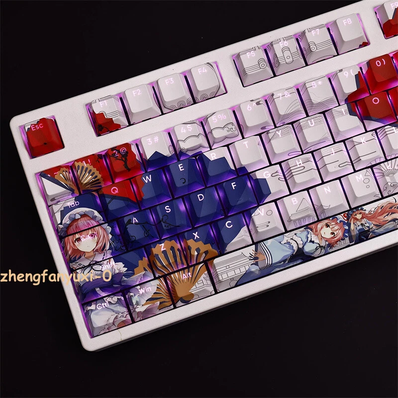 Touhou Project Saigyouji Yuyuko PBT Keycaps 108 Keys For Cherry MX Keyboard Gift - Image 3 of 4
