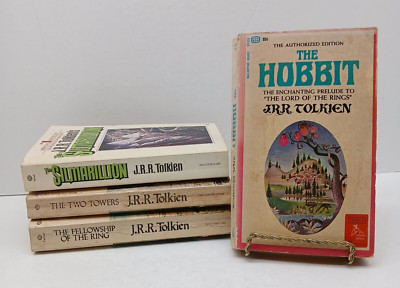 J.R.R. Tolkien 4 PB Books Hobbit Two Towers Fellowship Of The Ring Silmarillion