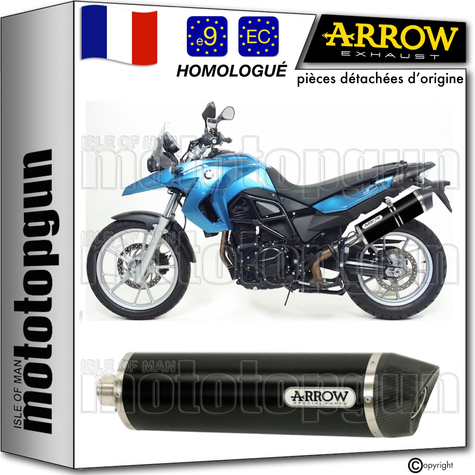 Échappement Arrow noir homologué CE pour éliminer les vibrations de la BMW F650 GS
