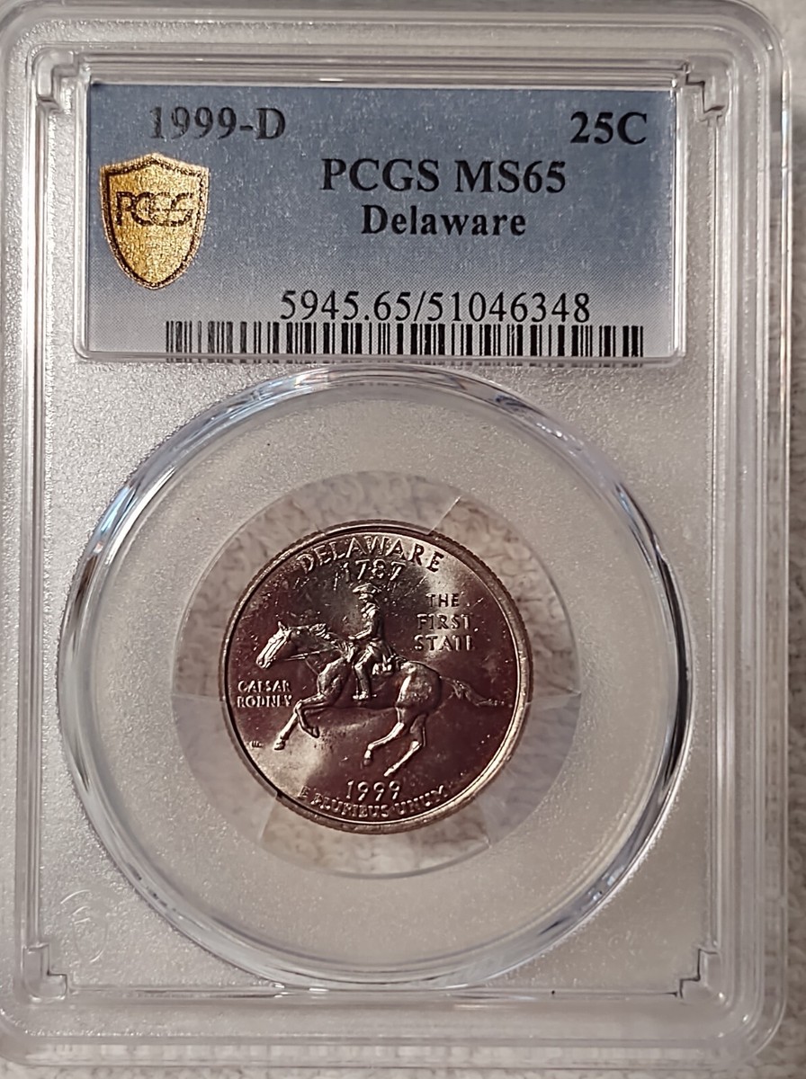 Fellows!(Q)「Q.E.D.」 1999-P/D Delaware State Quarter MS 65 PCGS Gold Shield Certified