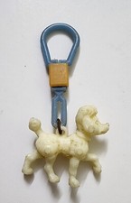 Keychain old plastic era lovely Poodle dog key chain white dog