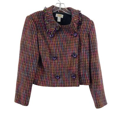Talbots Rainbow Knit Tweed Double Breasted Blazer Blazer Sz 8P Preowned  Women's