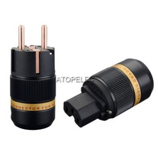 VIBORG Pure Red Copper Schuko EU Male / IEC Female Power Plug Connector 501
