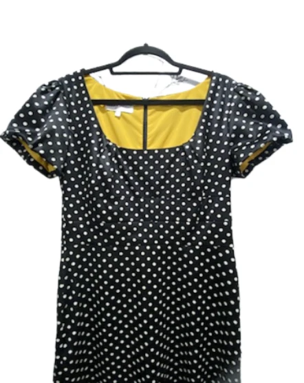 Vestido midi retro inspirado vintage pinup de punto blanco negro DONNA RICCO para mujer talla 10 Foto 4 de 4