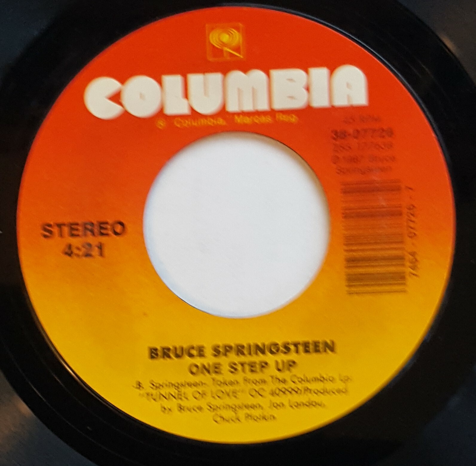 BRUCE SPRINGSTEEN ONE STEP UP/ROULETTE 45 RPM COLUMBIA 38-07726 1988 ...