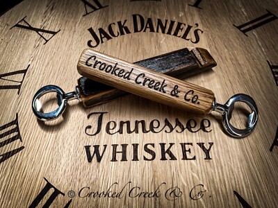 Rustic Home Bar Decor Bottle Opener  Whiskey Barrel Stave  art
