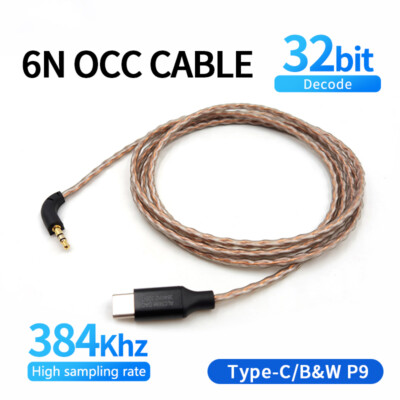6N OCC HiFi DAC Type C To P9 Audio Cable For Bowers Wilkins B&W P9 Headphone BW