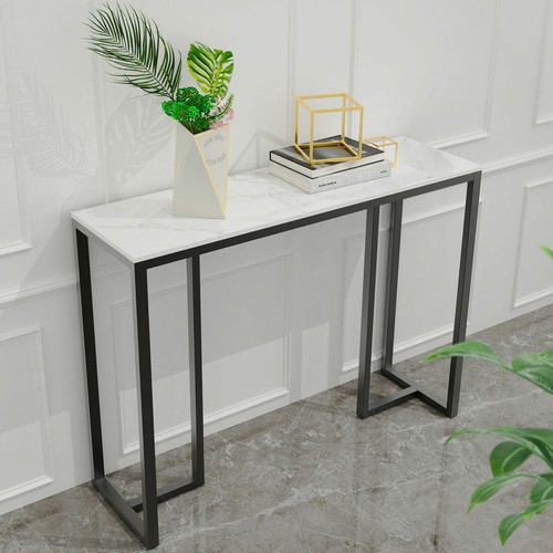 Rectangle Round Marble Coffee Table Anti-stain Nesting Accent Table Metal Frame - Picture 30 of 62