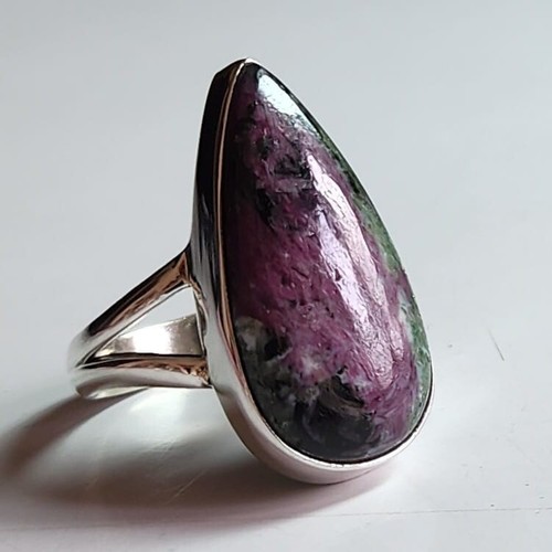 RUBY IN ZOISITE NATURAL GEMSTONE 925 SOLID STERLING SILVER HANDMADE JEWELRY RING - Picture 5 of 5