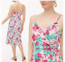 J.CREW Floral Pink Cotton Wrap Dress Size 6