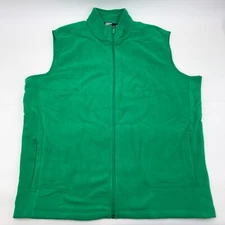 Lands' End Fleece Vest XL Mens Clover Green Full Zip Pockets 46 48 New