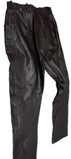 Black Leather Pants High Waisted 28 inch Waist AMATI 1980s Vintage New Wave Pant