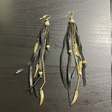Disney Gold Plated Earrings With Lamb Skin Leather