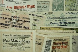 14 x large emergency money: Göppersdorf Gardelegen Halle Halberstadt Hamborn Harburg etc.
