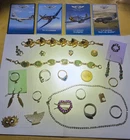 Vintage Costume Jewelry Lot (23 Pieces + Cards). Multiple Colors And Styles