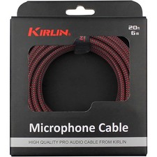 KIRLIN XLR Male To XLR Female Mic Cable - Black And Red Woven Jacket 20 ft.