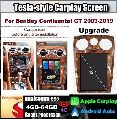 Android Tesla Vertical Screen CarPlay Radio For Bentley Continental GT 2003-2012