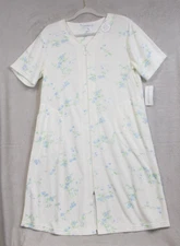 NWT Miss Elaine S Relax Women Short Robe Soft Terry Yellow & Blue Lounge Bath