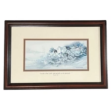 Barbara Krupp Vintage Framed Art Print Great Is the Lord Psalm 48:1 Christian 