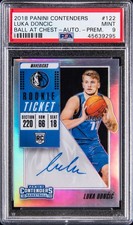 2018 Panini Contenders Luka Doncic Ball At Chest Variation Rookie Ticket Auto...