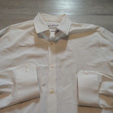 Mizzen Main Leeward Trim Fit Mens XL White Stretch Dress Shirt Button Up