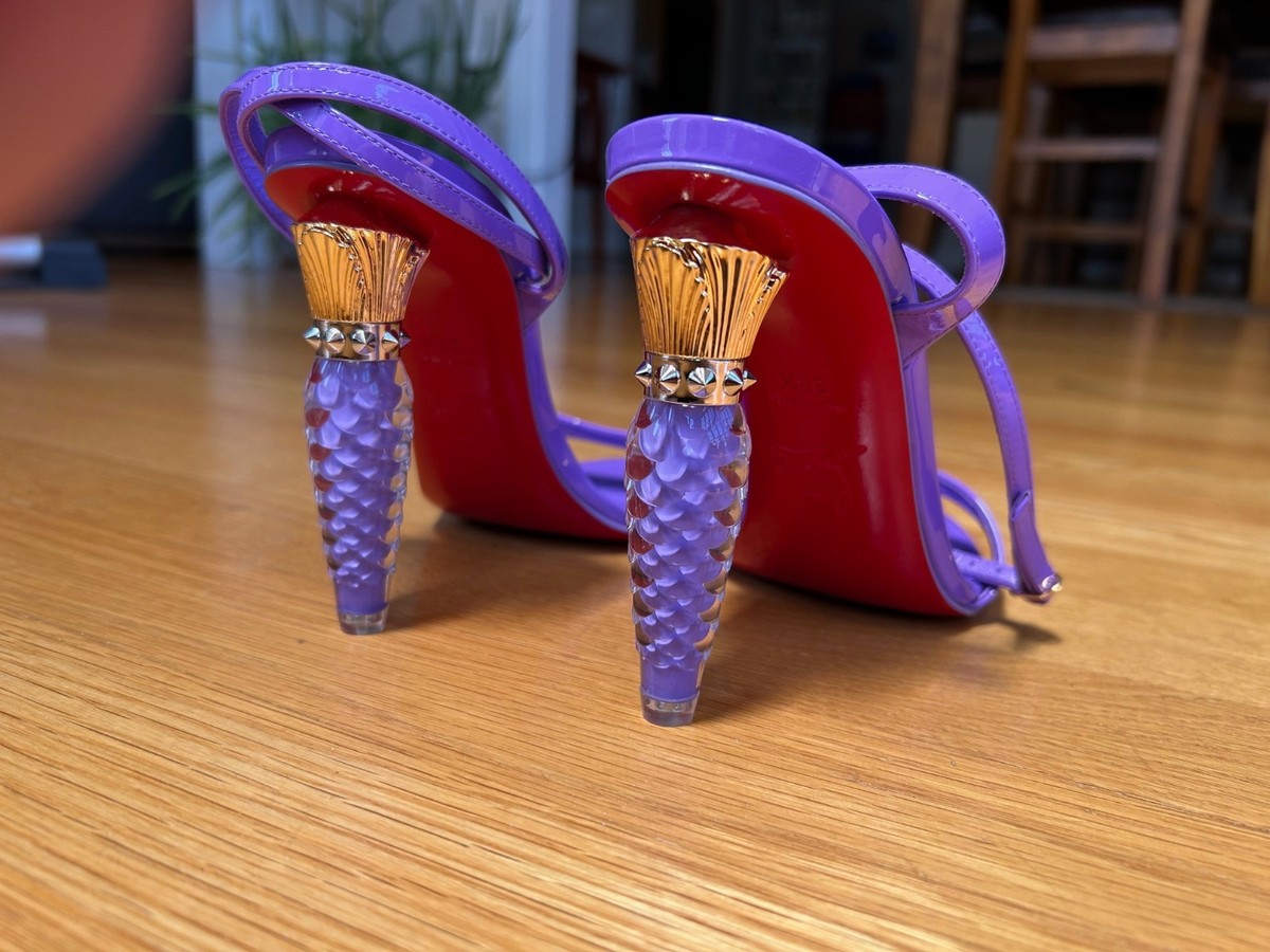 CHRISTIAN LOUBOUTIN Purple Patent Lipgloss Queen 100 Sandals IT