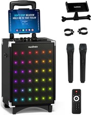 MASINGO Soprano X2 Karaoke Machine 40W 8"inch Woofer 2 Mics, Bluetooth, USB, FM