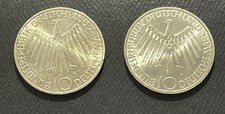 Germany 1972D/F 10 Mark Silver Coins: Lot of 2-CS9601736-9/10