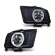 LED Headlight Pair w/DRL Smoky/Black Ford Mustang 2005-2009