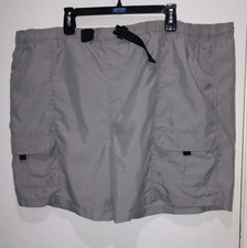 Men s Gray Cargo Shorts Elastic Waist Utility Pockets Casual Outdoor Work