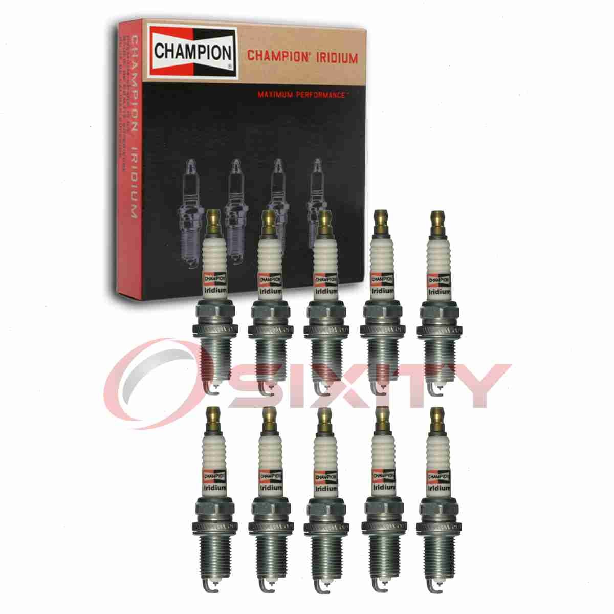 10 pc Champion Iridium Spark Plugs for 2015-2019 Lamborghini Huracan 5.2L lx