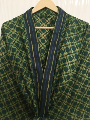 Pure Silk Midi Kimono Bademantel Knielang Kleid Seidenkimono MKMO2206 Grün