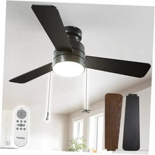 Ceiling Fans with Lights Low Profile Ceiling Fan with Pull Chain 42 inch Black