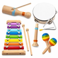 Montessori Wooden Musical Instruments for Toddlers, Educational Baby Drum Set...