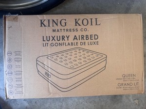 King Koil Luxury Queen Size Air Mattress with Built-In High-Speed Pump Best for
