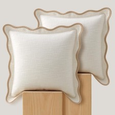 Scalloped Throw Pillow Covers - 100 Cotton Set of 2 Covers 20 x 20