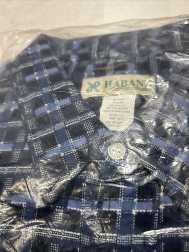 Nueva Camisa De Colección Haband Para Hombre LS Azul Franela a Cuadros Perla Broches XLT - Imagen 3 de 6