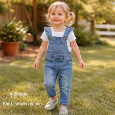 GAP Denim Kids Blue Ruffle Strap Denim Bib Overalls Sz 3 Years Cottagecore Retro