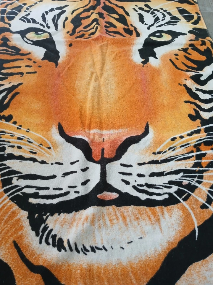 Toalha de banho vintage Y2K Tiger Beach estampa realista vida selvagem decoração retrô anos 2000 - Imagem 3 de 4