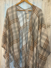 Three Dots Womens Gray Brown White Plaid Knit...