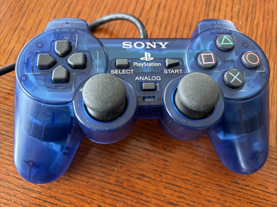 Sony PS2 PlayStation 2 DualShock OEM  SCPH-10010 Controller - Ocean Blue Clear