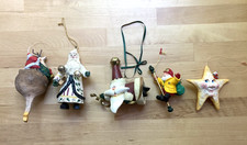 5pc Set Vintage Resin Santa Claus Christmas Ornaments Holiday Decor Lot