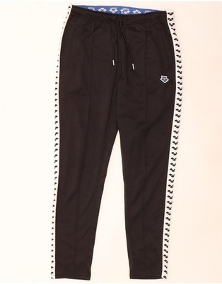 ARENA Mens Graphic Tracksuit Trousers Medium  Black Colourblock Polyester AC16