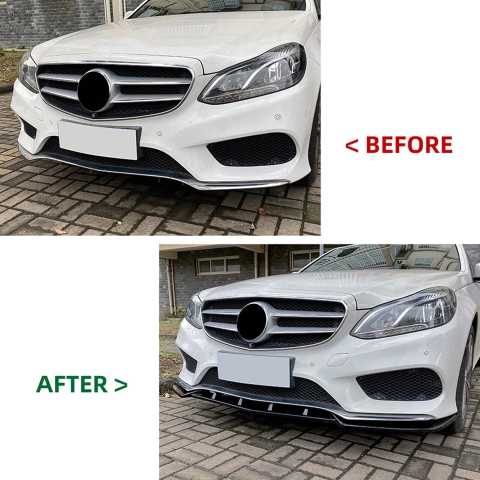 Front Bumper Spoiler Lip Kit For Mercedes Benz E Class E300 W212 Sport 2013-2015 - Image 3 of 4