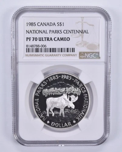 1985 Canada $1 Silver National Parks Centennial PF70 UCAM NGC Brwn Lbl *4490