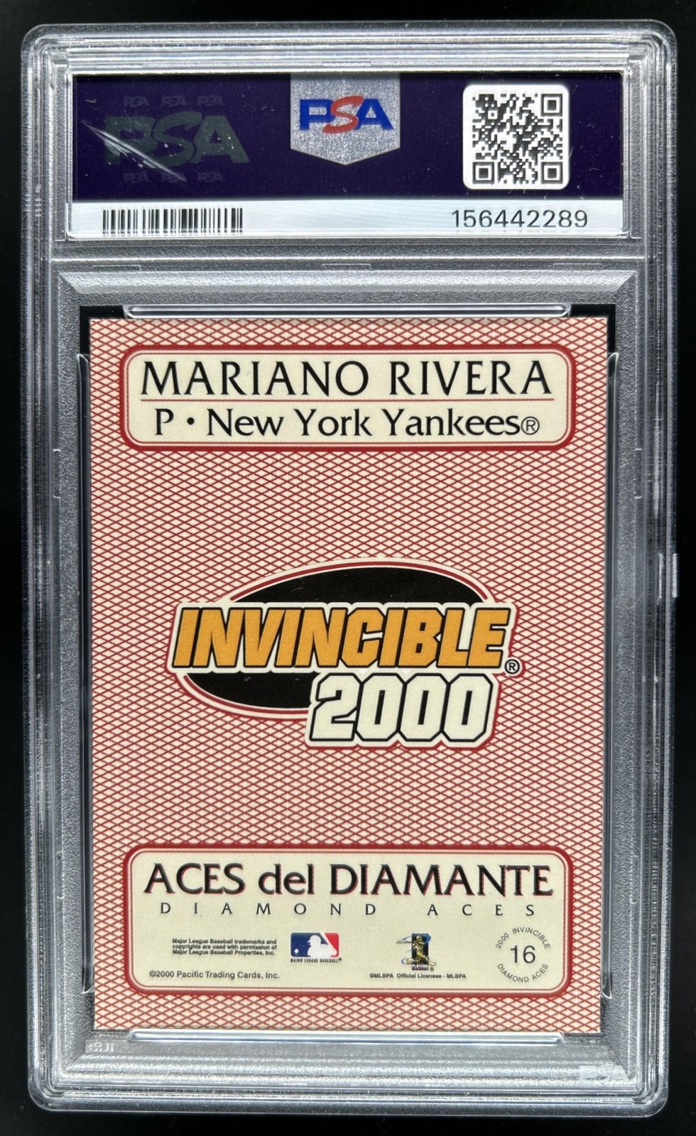 2000 Pacific Invincible Mariano Rivera Diamond Aces #16 New York Yankees PSA 8 view 2